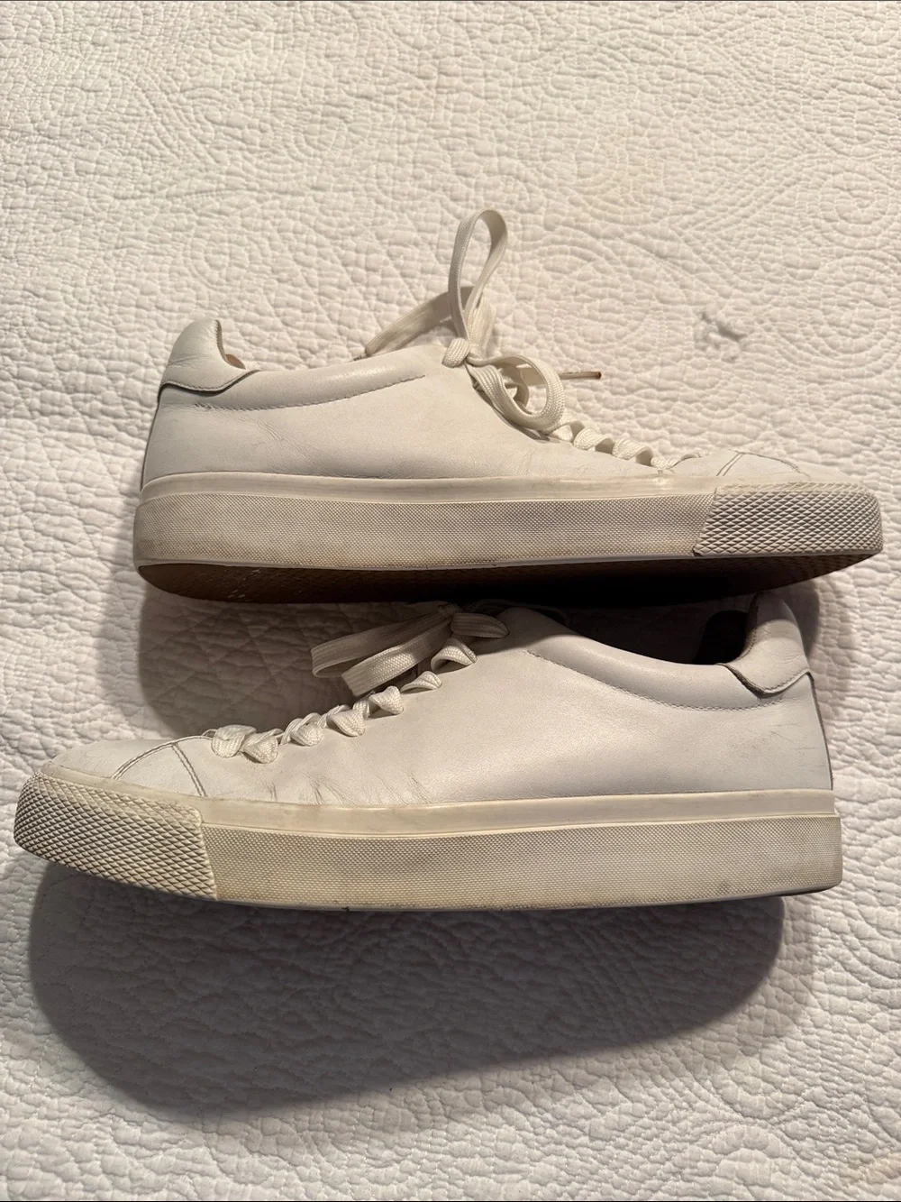 rag & bone White Leather Low-Top Sneakers - Minimal Lace-Up